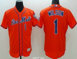 New York Mets #1 Mookie Wilson Orange Latin Night Authentic Stitched MLB Jersey