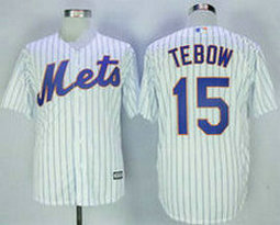 New York Mets #15 Tim Tebow White Game Authentic Stitched MLB Jersey
