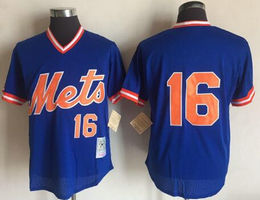 New York Mets #16 Dwight Gooden Blue no name Pullover Throwback Authentic Stitched MLB jersey