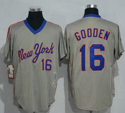 New York Mets #16 Dwight Gooden Grey Pullover Throwback Authentic Stitched MLB Jersey