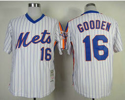 New York Mets #16 Dwight Gooden White Pullover 1986 Throwback Authentic Stitched MLB Jersey