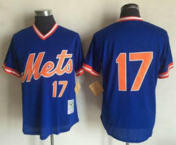 New York Mets #17 Keith Hernandez Blue no name Pullover Throwback Authentic Stitched MLB jersey