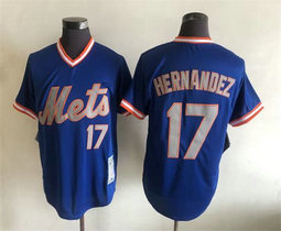 New York Mets #17 Keith Hernandez Blue Pullover Throwback Authentic Stitched MLB jersey