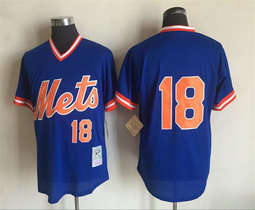 New York Mets #18 Darryl Strawberry Blue no name Pullover Throwback Stitched MLB jersey