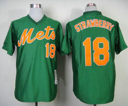 New York Mets #18 Darryl Strawberry Green 1985 Pullover Throwback Authentic Stitched MLB jersey