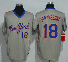 New York Mets #18 Darryl Strawberry Grey Pullover Throwback Authentic Stitched MLB jersey
