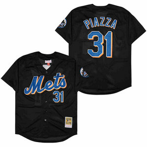 New York Mets #31 Mike Piazza Black BP Throwback Authentic Stitched MLB Jersey