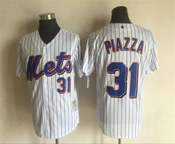New York Mets #31 Mike Piazza White Throwback Authentic Stitched MLB Jersey