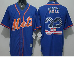 New York Mets #32 Steven Matz Blue USA Flag Authentic Stitched MLB Jersey