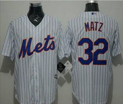 New York Mets #32 Steven Matz White(Blue Strip) New Majestic Authentic Stitched MLB Jersey