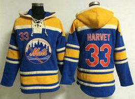 New York Mets #33 Matt Harvey Blue Hooded Jersey