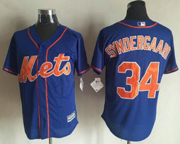 New York Mets #34 Noah Syndergaard Blue Game Authentic Stitched MLB Jerseys
