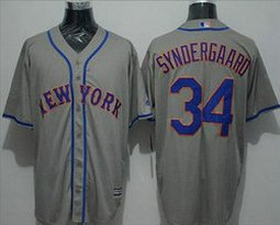 New York Mets #34 Noah Syndergaard Grey Game Authentic Stitched MLB Jersey