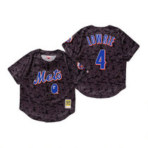 New York Mets #4 Jed Lowrie Charcoal BAPE x Mitchell & Ness Authentic Stitched MLB Jersey
