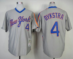 New York Mets #4 Lenny Dykstra Grey Pullover Throwback Authentic Stitched MLB jersey