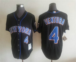 New York Mets #4 Robin Ventura Black Throwback Authentic Stitched MLB Jersey