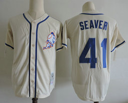 New York Mets #41 Tom Seaver Cream Throwback Authentic Stitched MLB jersey