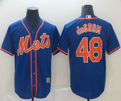 New York Mets #48 Jacob DeGrom Blue Orange Number Game Authentic Stitched MLB Jersey
