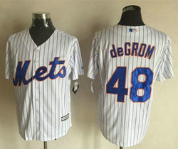 New York Mets #48 Jacob DeGrom White(Blue Strip) Game Authentic Stitched MLB Jersey