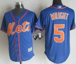 New York Mets #5 David Wright Blue With Orange Game Authentic Stitched MLB Jersey