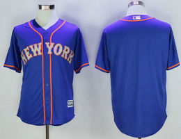 New York Mets Blank Blue Grey font Game Authentic Stitched MLB Jersey