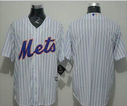 New York Mets Blank White(Blue Strip) Game Authentic Stitched MLB Jersey