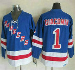 New York Rangers #1 Eddie Giacomin Light Blue CCM Authentic Stitched NHL Jersey