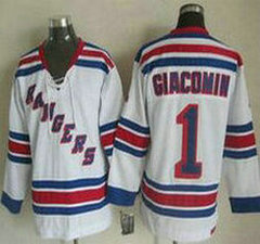 New York Rangers #1 Eddie Giacomin White CCM Authentic Stitched NHL Jersey