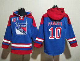 New York Rangers #10 Artemi Panarin Blue All Stitched Hooded Sweatshirt