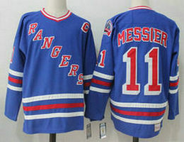 New York Rangers #11 Mark Messier Blue CCM Throwback Authentic Stitched NHL Jersey