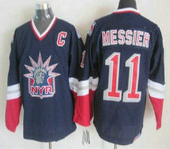 New York Rangers #11 Mark Messier Navy Blue CCM Throwback Authentic Stitched NHL Jersey