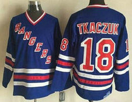 New York Rangers #18 Walt Tkaczuk 1990-91 Light Blue CCM Vintage Throwback Jersey