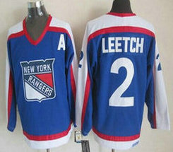 New York Rangers #2 Brian Leetch 1977 CCM Throwback Blue Authentic Stitched NHL Jersey