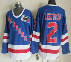 New York Rangers #2 Brian Leetch Light Blue 75th CCM Throwback Authentic Stitched NHL Jersey