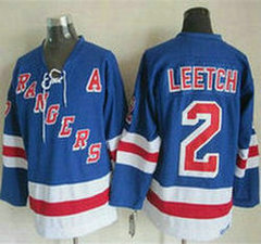 New York Rangers #2 Brian Leetch Light Blue CCM Throwback Authentic Stitched NHL Jersey