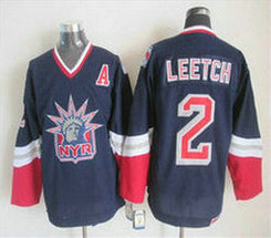 New York Rangers #2 Brian Leetch Navy Blue CCM Throwback Authentic Stitched NHL Jersey