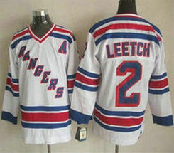 New York Rangers #2 Brian Leetch White CCM Throwback Authentic Stitched NHL Jersey