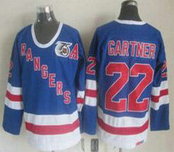 New York Rangers #22 Mike Gartner Light Blue 75th CCM Throwback Authentic Stitched NHL Jersey