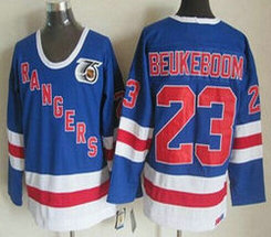 New York Rangers #23 Jeff Beukeboom Light Blue 75th CCM Throwback Authentic Stitched NHL Jersey