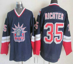 New York Rangers #35 Mike Richter Navy Blue CCM Throwback Authentic Stitched NHL Jersey