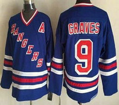 New York Rangers #9 Adam Graves 1990-91 Light Blue CCM Vintage Throwback Jersey