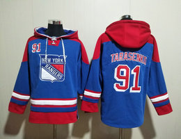 New York Rangers #91 Vladimir Tarasenko Blue All Stitched Hooded Sweatshirt