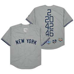 New York Yankees #2 #20 #42 #46 Grey With 3 patch Throwback Stitched MLB Jersey