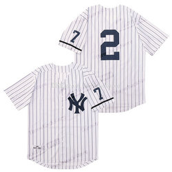 New York Yankees #2 Derek Jeter White Throwback Authentic Stitched MLB Jersey