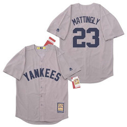 New York Yankees #23 Don Mattingly Gray Throwback Stitched MLB Jersey