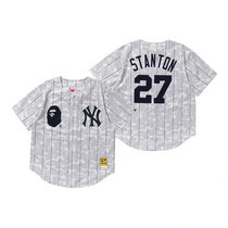 New York Yankees #27 Giancarlo Stanton White BAPE x Mitchell & Ness Authentic Stitched MLB Jersey