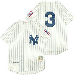New York Yankees #3 Babe Ruth Cream 1939 Throwback Authentic Stitched MLB Jersey