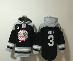 New York Yankees #3 Babe Ruth Navy Stitched Hoodies