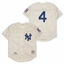 New York Yankees #4 Lou Gehrig Cream Throwback Authentic Stitched MLB Jersey