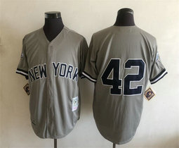 New York Yankees #42 Mariano Rivera Grey no name Throwback Stitched MLB Jersey